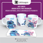 Arte Caneca Stitch e Angel para Sublimação – Sem Você, Com Você - Mod01