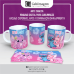 Arte Caneca Stitch e Angel para Sublimação – Sem Você, Com Você - Mod06