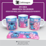 Arte Caneca Stitch e Angel para Sublimação – Sem Você, Com Você - Mod05