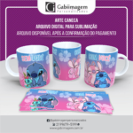 Arte Caneca Stitch e Angel para Sublimação – Sem Você, Com Você - Mod08