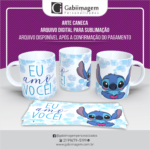 Arte Caneca Stitch e Angel para Sublimação – Eu Amo Você! - Mod21