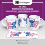 arte caneca Stitch e Angel