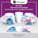 Arte Caneca Stitch e Angel para Sublimação – Sem Você, Com Você - Mod31