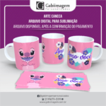 Arte Caneca Stitch e Angel para Sublimação – Eu Amo Você! - Mod32