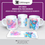 arte caneca Stitch e Angel