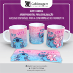 arte caneca Stitch e Angel