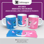 arte caneca Stitch e Angel