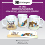 Arte Caneca Natal para Sublimação - Que a Fé em Jesus Mantenha o Natal Sempre Vivo