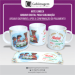 Arte Caneca Natal para Sublimação - Natal, Família, Paz, Amor e Alegria