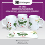 Arte Caneca Natal para Sublimação - Feliz Natal e Feliz Ano Novo