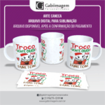 Arte Caneca Flork Natal para Sublimação - Troco Gente Chata por Panetone