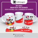 Arte Caneca Mickey e Minnie para Sublimação - Te Amo.
