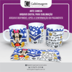 Arte Caneca Mickey e Minnie para Sublimação - Me Aguentar Já é uma Grande Prova de Amor