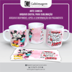 Arte Caneca Mickey e Minnie para Sublimação - O Nosso Amor é + Forte Que Tudo