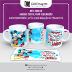 Arte Caneca Mickey e Minnie para Sublimação - O Nosso Amor é + Forte Que Tudo