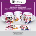 Arte Caneca Mickey e Minnie para Sublimação - Eu Amo Mozão