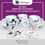 Arte Caneca Mickey e Minnie para Sublimação - Amor, Não Se Escolhe, Acontece.