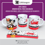 Arte Caneca Mickey e Minnie para Sublimação - Love