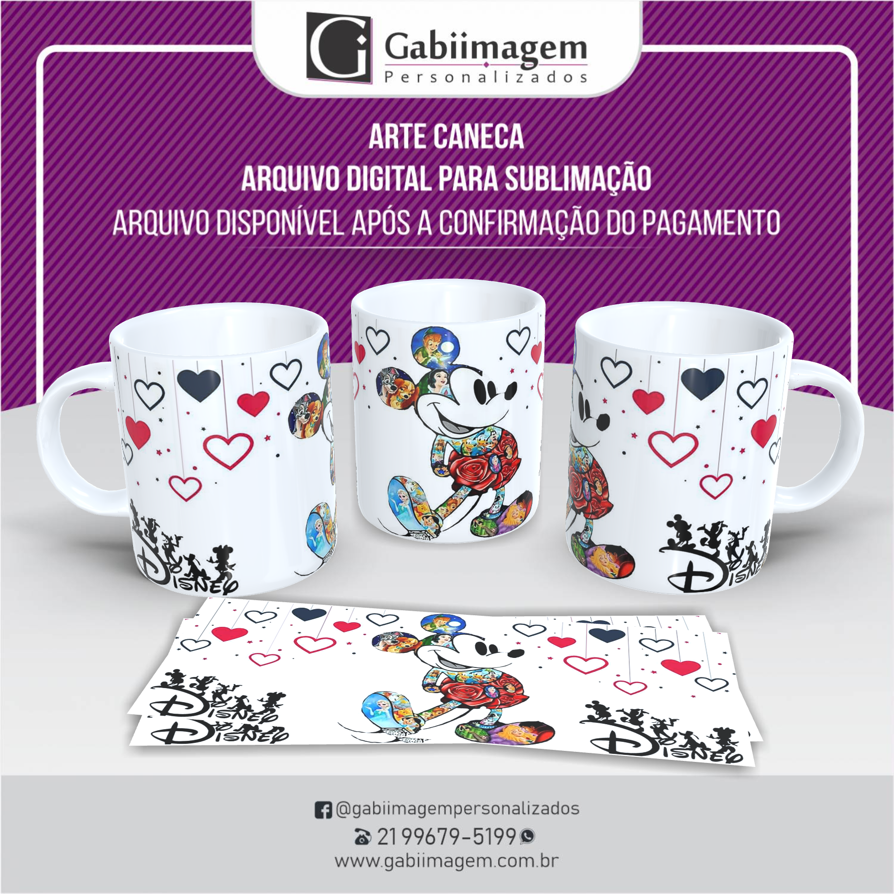 Arte Caneca Mickey