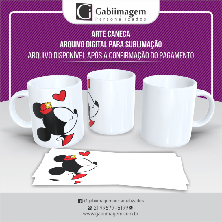Arte Caneca Mickey e Minnie