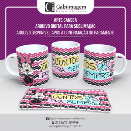 Arte Caneca Mickey e Minnie