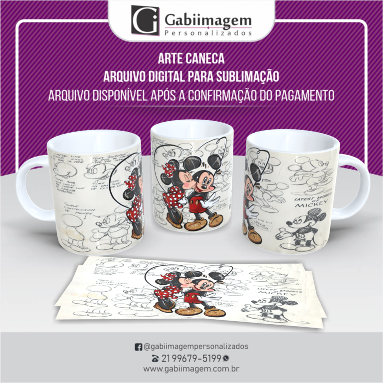Arte Caneca Mickey e Minnie