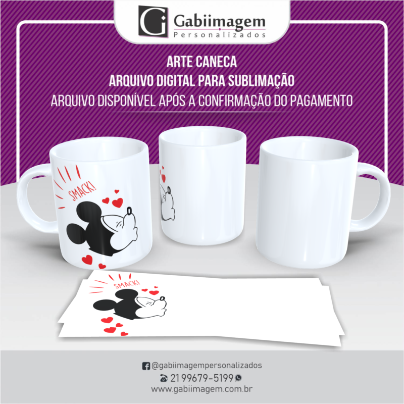 Arte Caneca Mickey e Minnie