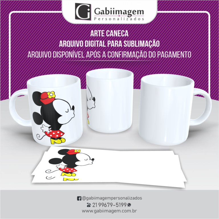 Arte Caneca Mickey e Minnie