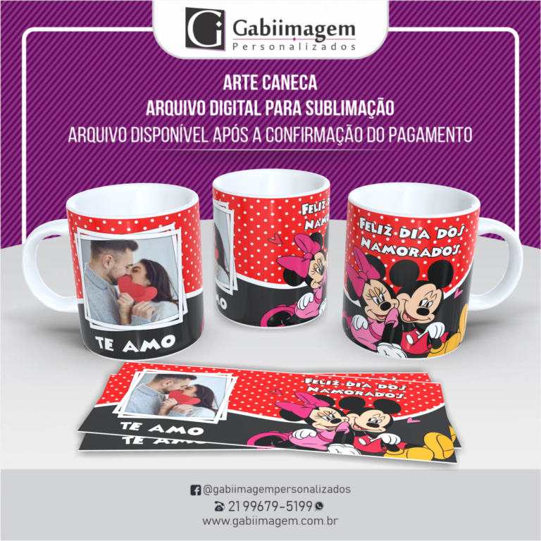 Arte Caneca Mickey e Minnie