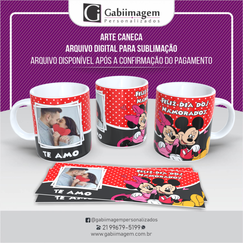 Arte Caneca Mickey e Minnie