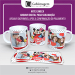 Arte Caneca Mickey e Minnie com foto para Sublimação - Te Amo
