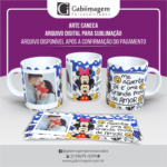 Arte Caneca Mickey e Minnie com foto para Sublimação - Me Aguentar Já É uma Grande Prova de Amor