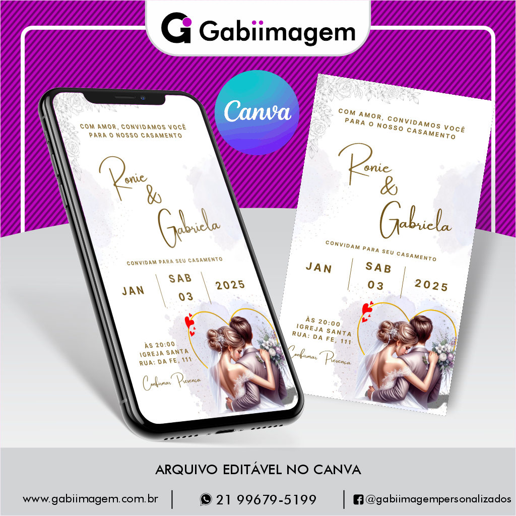 convite de casamento canva