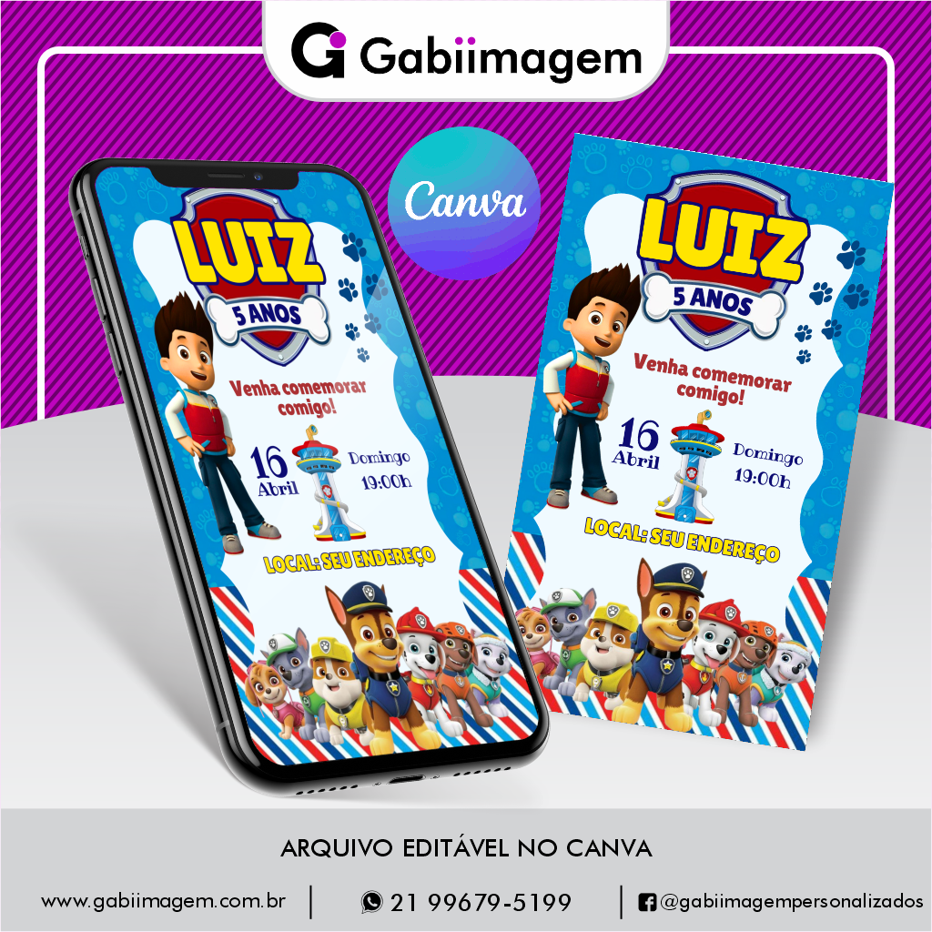 convite digital Patrulha Canina