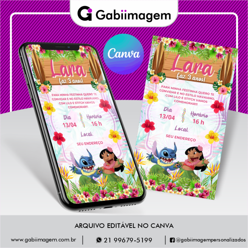 Convite Digital Lilo E Stitch