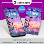 convite digital Luau Stitch e Angel