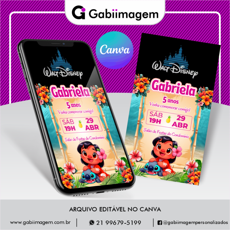 convite animado Lilo e Stitch