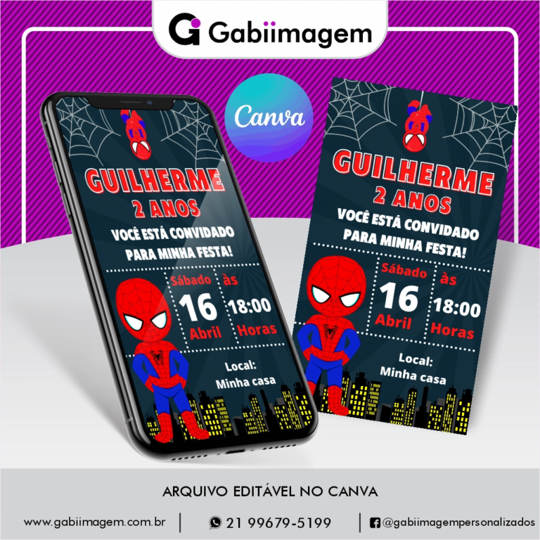 convite digital Homem Aranha cute