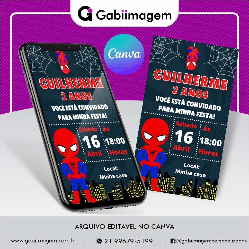 convite digital Homem Aranha cute