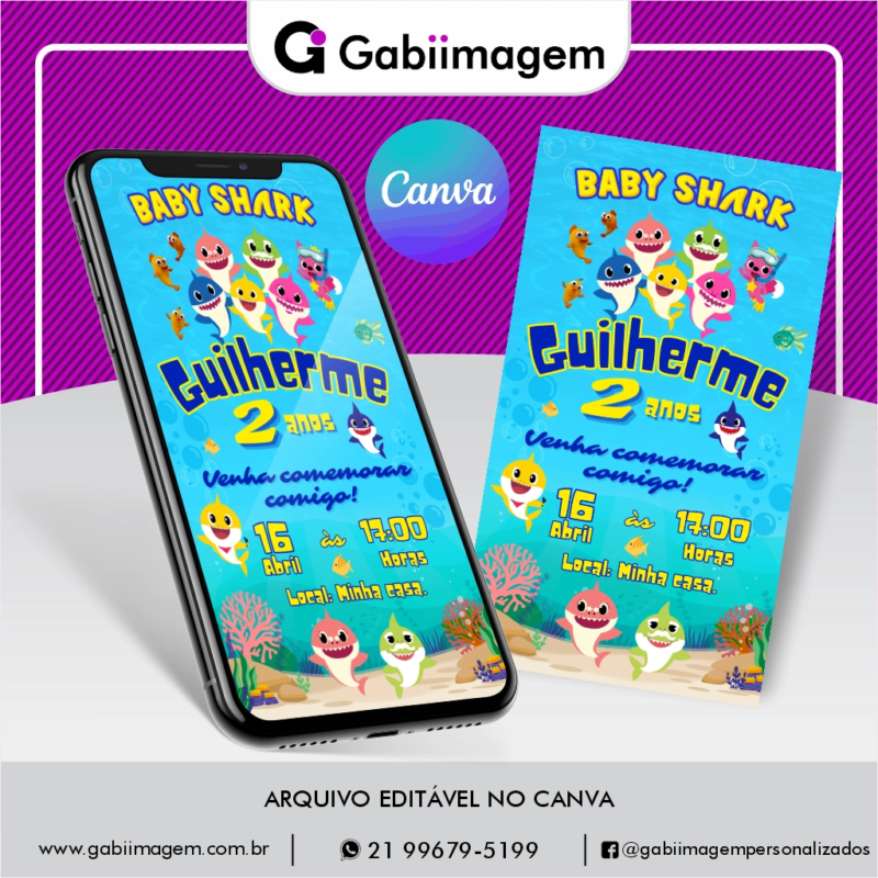 Convite digital Baby Shark