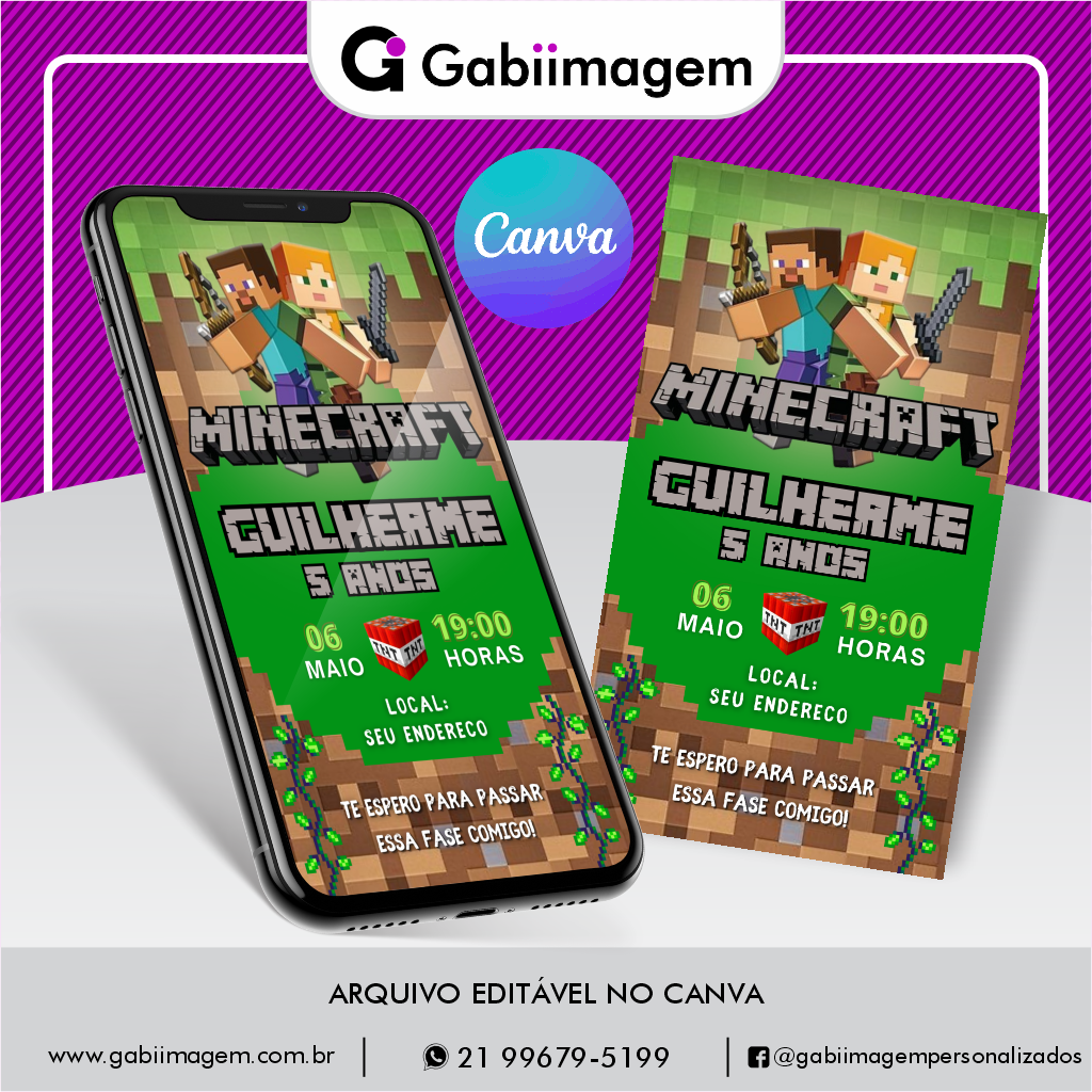 convite digital Minecraft