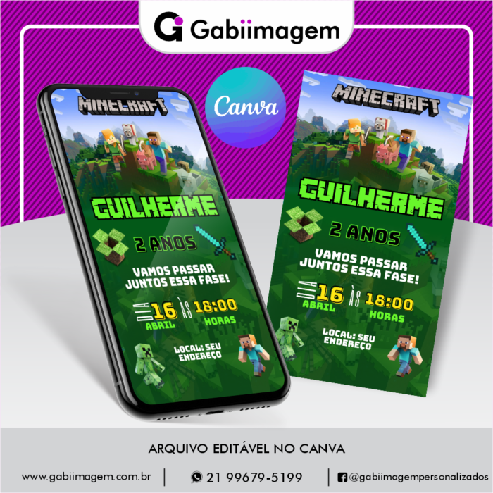 convite digital Minecraft