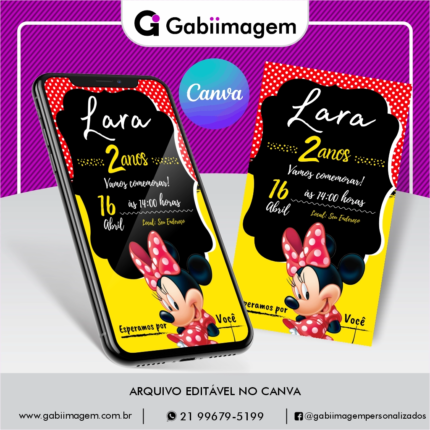 convite digital minnie vermelha