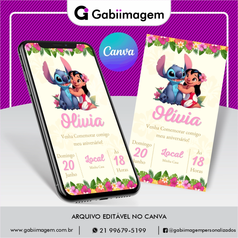 Convite Digital Lilo e Stitch