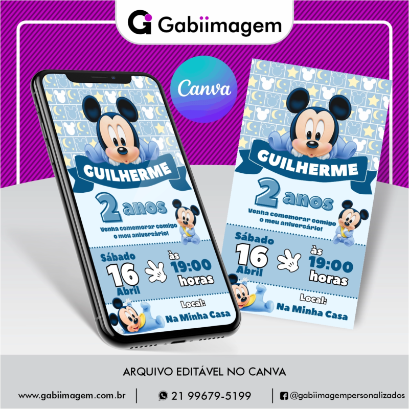 convite digital mickey baby