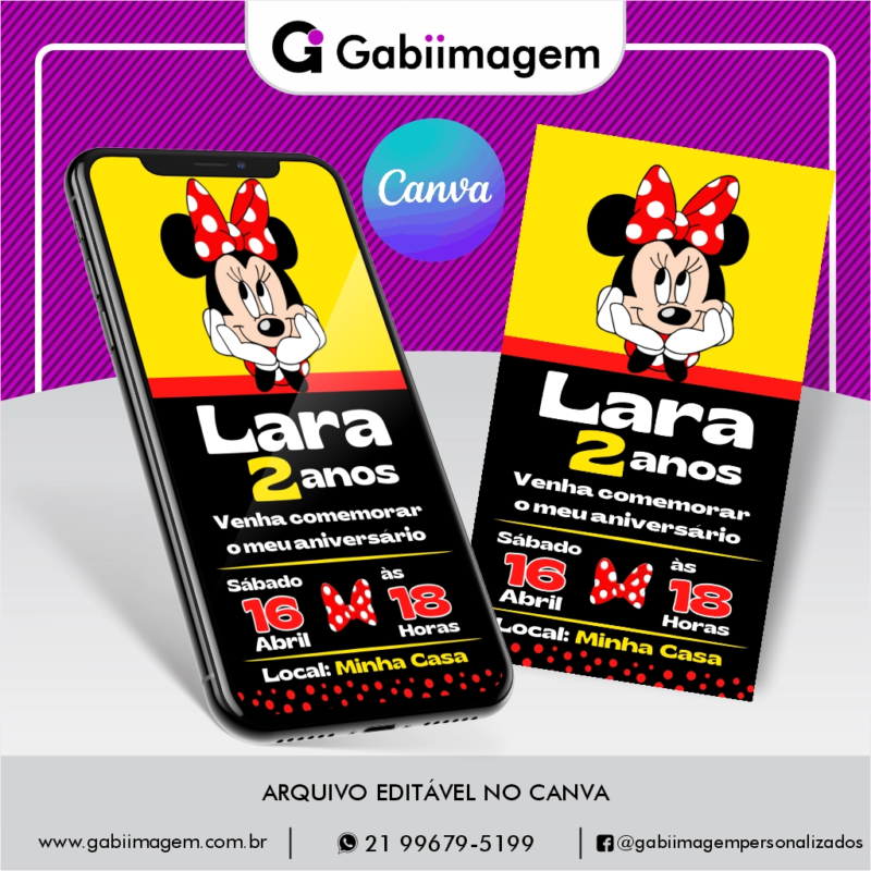 convite digital minnie vermelha