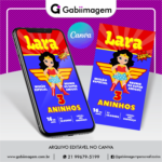 convite digital mulher maravilha cute