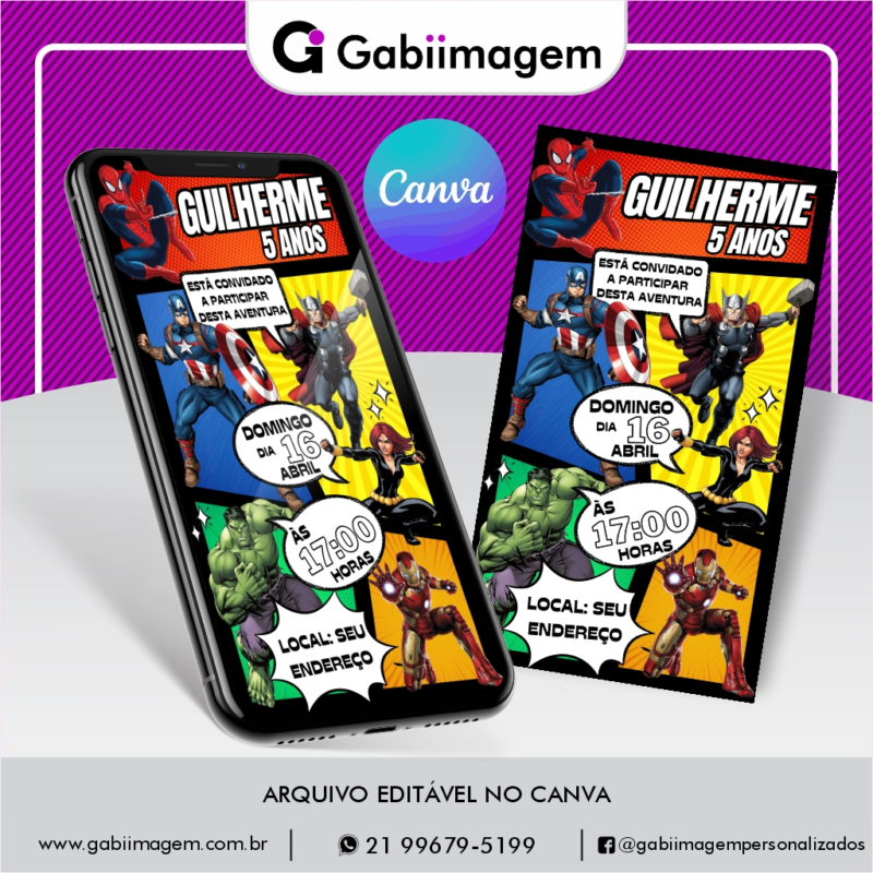 convite digital vingadores