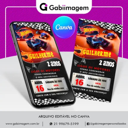Convite Digital Hot Wheels