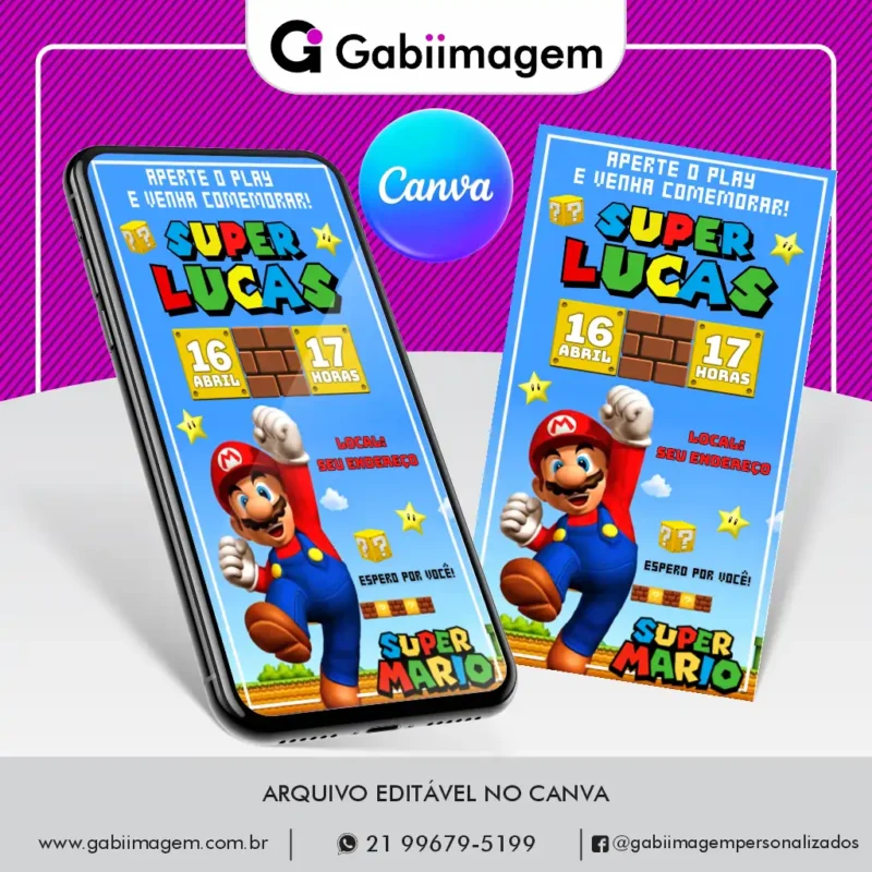 Convite Digital Mario Bros